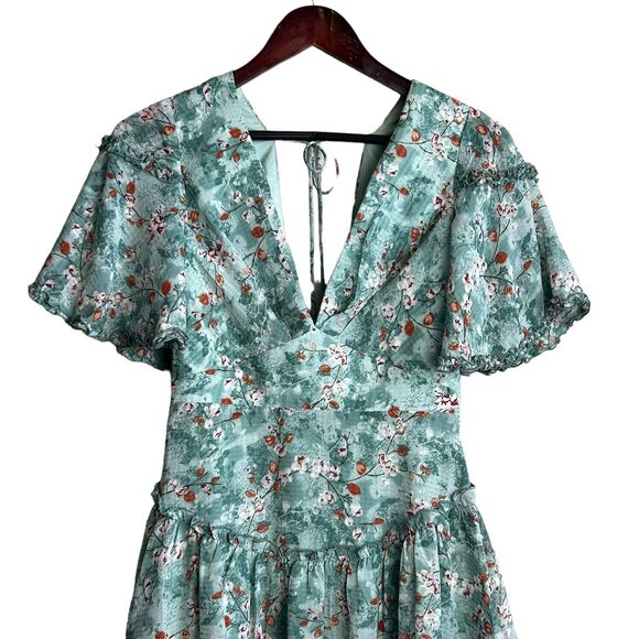Hello Molly Fairy Godmother Dress Size 4 Teal Blue Floral Fit And Flare Mini - Picture 2 of 8